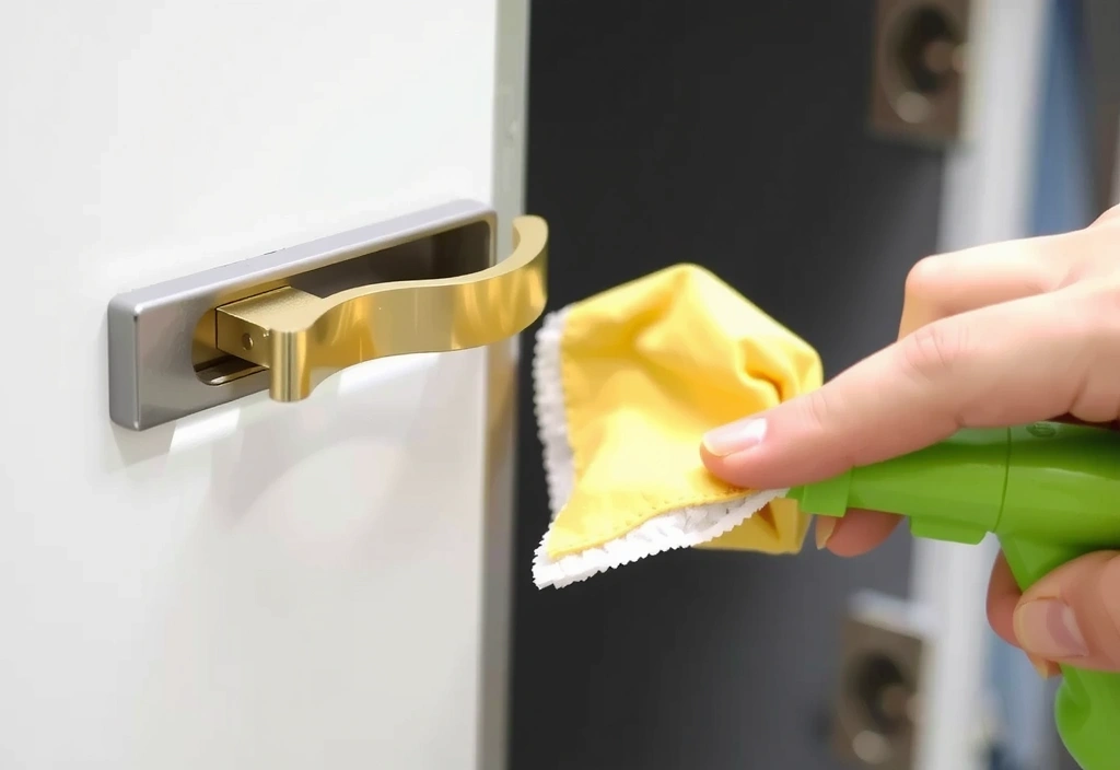 Detailní záběr na kuchyňské úchytky po odstranění mastnoty