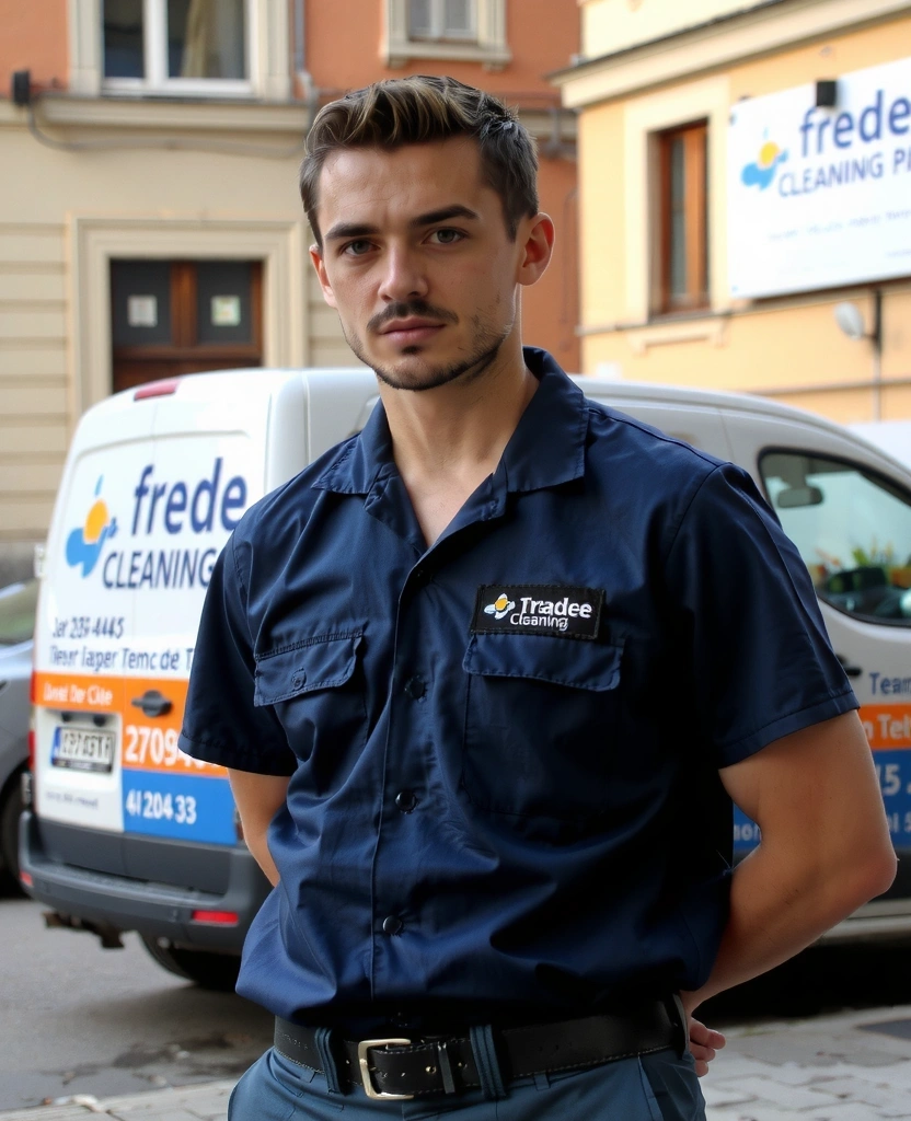 Člen týmu Shine Primex u služebního vozu